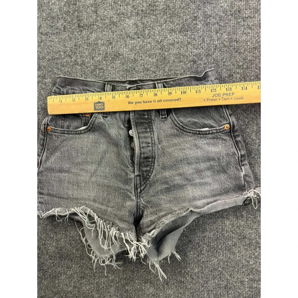 Levi's Premium 501 Shorts Womens W25 Black High Rise Button Fly Cut Off Denim